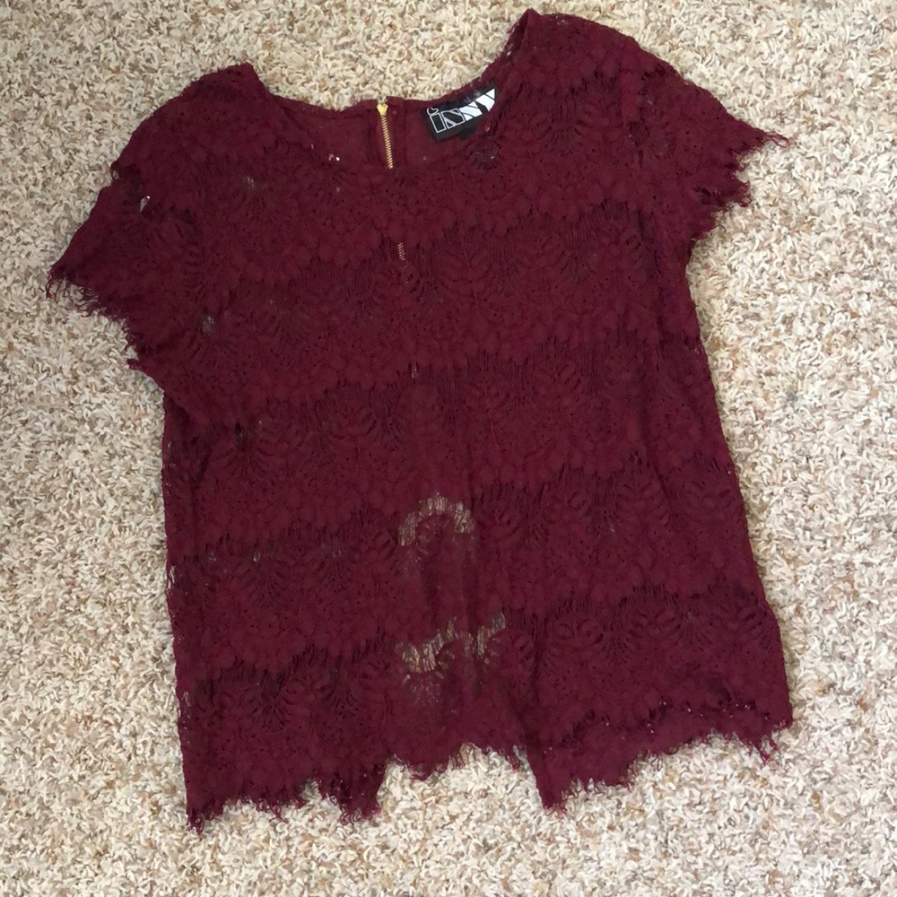 Macy’s red lacy top